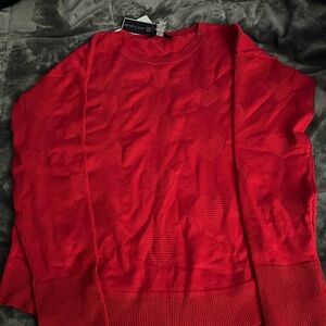 Cable & Gauge Red Men’s Crewneck Sweater with Heart Knit